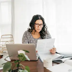 Woman reading over documents
