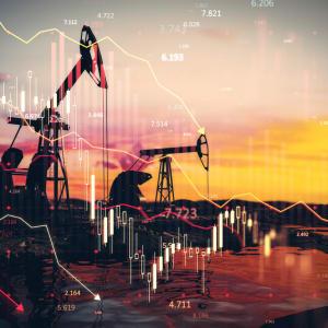 Oil rigs with data overlay